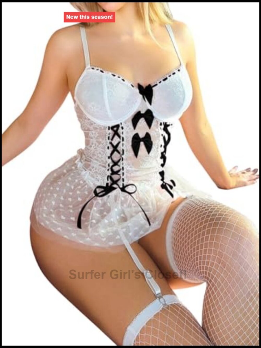 3-Piece Garter Belt Corset Lingerie Set with Underwire and Thong - Picture 4 of 5
